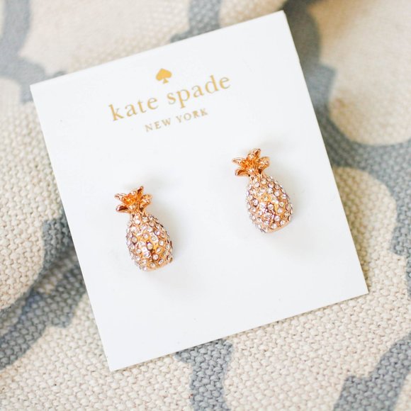 kate spade golden crystal pineapple fruits earrings stud - Picture 1 of 4